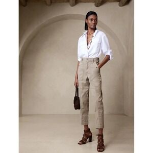 NEW Banana Republic Khaki Utility Barrel Pants Womens Size 12 Casual